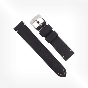 Antenen – Vintage calf leather strap with white dots in light black colour