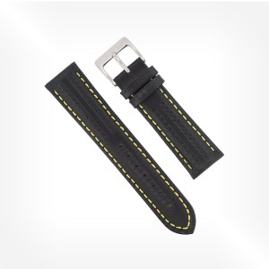 Antenen – Black with yellow seams calfskin strap carbon style