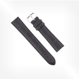 Antenen - Matt black "Louboutin" calfskin crocodile’s style leather strap