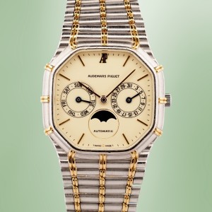 Audemars Piguet - Rare "Bamboo" Day-Date Moonphase Automatic WG & 18k YG Full Set Circa 1996 Ref. CA25621/614