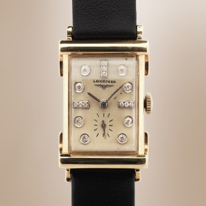 Longines - Tank Diamonds Index Fancy Lugs Vintage 14k Yellow Gold Circa 1953