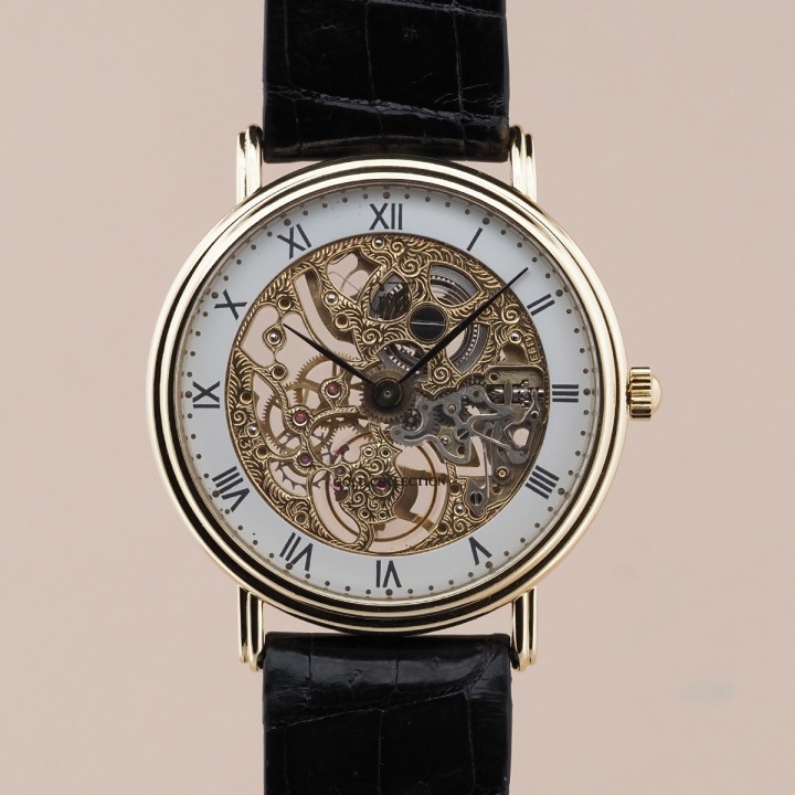 GMT - Gold Collection 18k Yellow Gold Skeleton Watch 