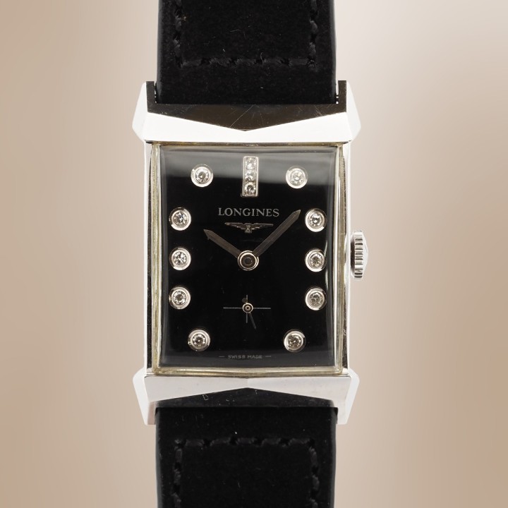 Longines - Tank Diamonds Vintage 14k White Gold Mechanical 21.6 x 36.8 mm Circa 1960