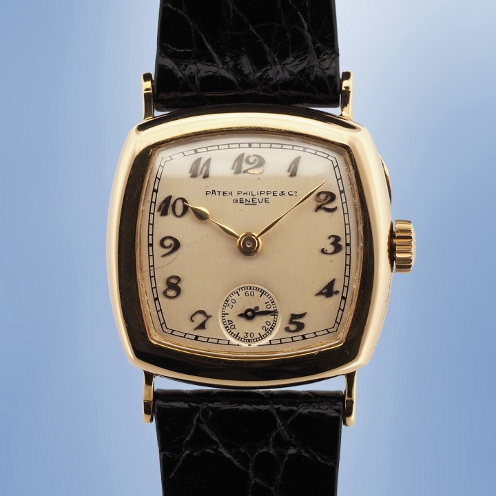 Patek Philippe - Cushion-Shape Breguet Numerals 18k Yellow Gold with box and extract from the archives