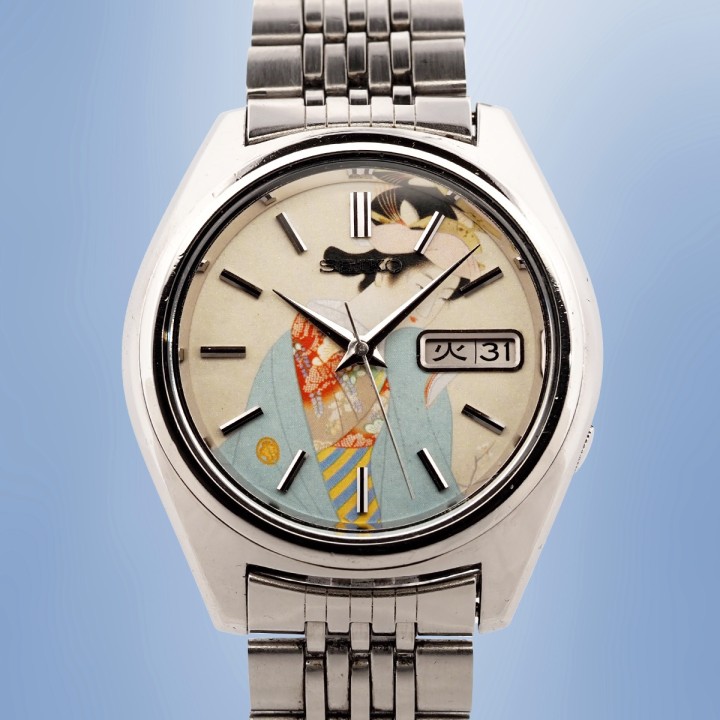 Seiko - 5 Actus Japanese Print Shoen Uemura Shunpo Circa 1972 Ref. 7019-7060