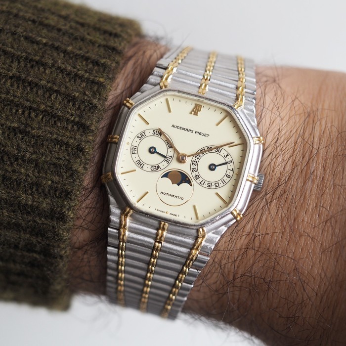 Audemars Piguet - Rare "Bamboo" Day-Date Moonphase Automatic WG & 18k YG Full Set Circa 1996 Ref. CA25621/614
