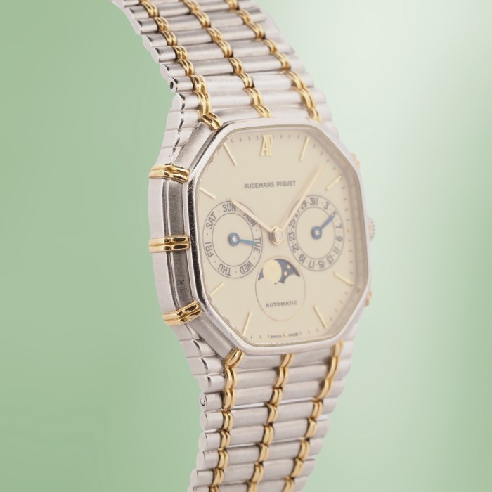 Audemars Piguet - Rare "Bamboo" Day-Date Moonphase Automatic WG & 18k YG Full Set Circa 1996 Ref. CA25621/614