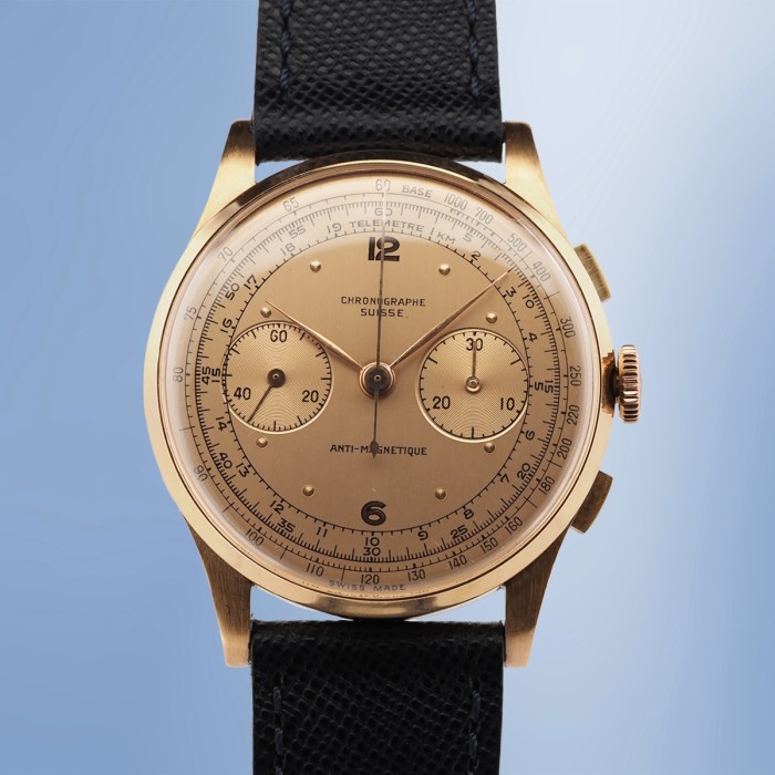 Chronographe Suisse - Vintage Jumbo Chronograph 18k Rose Gold
