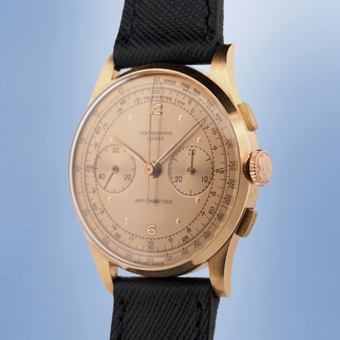 Chronographe Suisse - Vintage Jumbo Chronograph 18k Rose Gold
