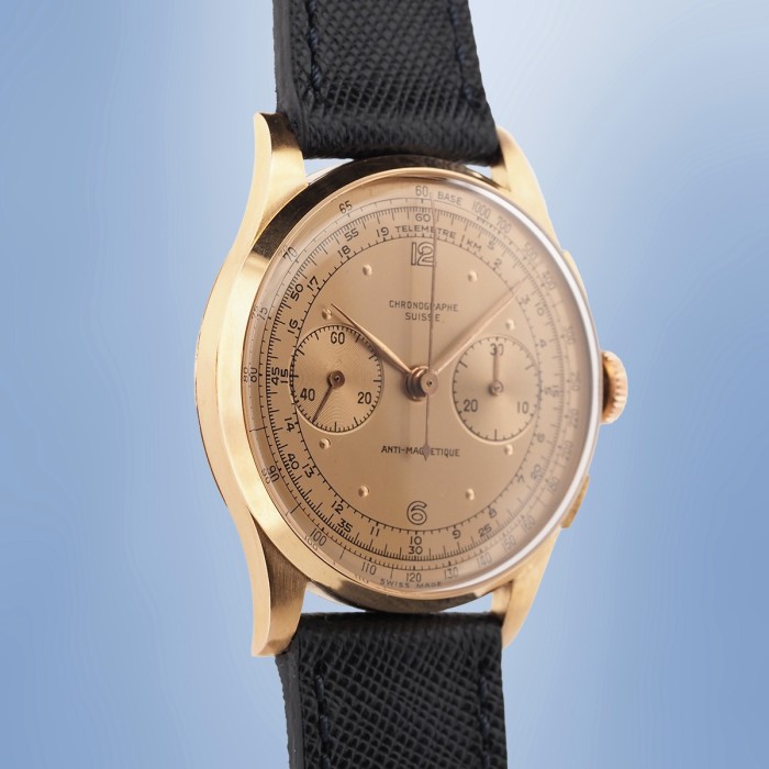 Chronographe Suisse - Vintage Jumbo Chronograph 18k Rose Gold