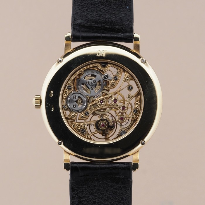 GMT - Gold Collection 18k Yellow Gold Skeleton Watch 