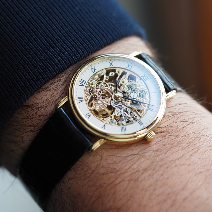 GMT - Gold Collection 18k Yellow Gold Skeleton Watch 