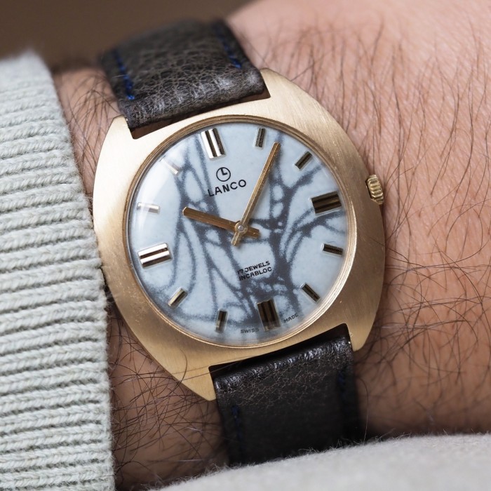 Lanco - Vintage Mechanical White Marble Dial 36mm Circa 1975