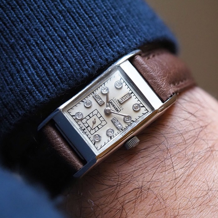 Longines x Auburn - Vintage Tank with Palladium Case and Diamond Indexes 20 x 38 mm 1944