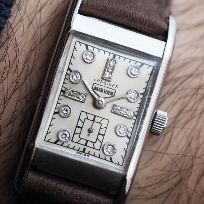 Longines x Auburn - Vintage Tank with Palladium Case and Diamond Indexes 20 x 38 mm 1944