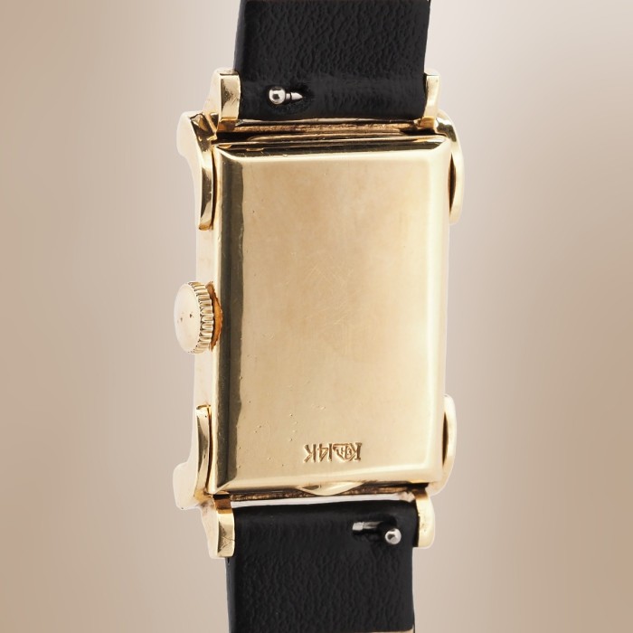 Longines - Tank Diamonds Index Fancy Lugs Vintage 14k Yellow Gold Circa 1953