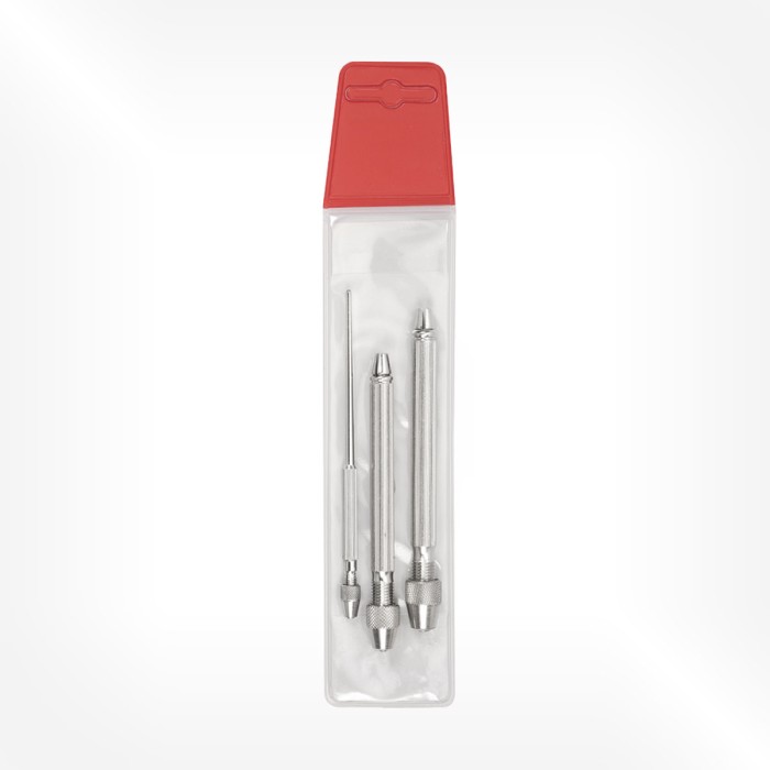 Horotec - Assortment of 3 pin vices with fluted nickel-plated handles and round heads