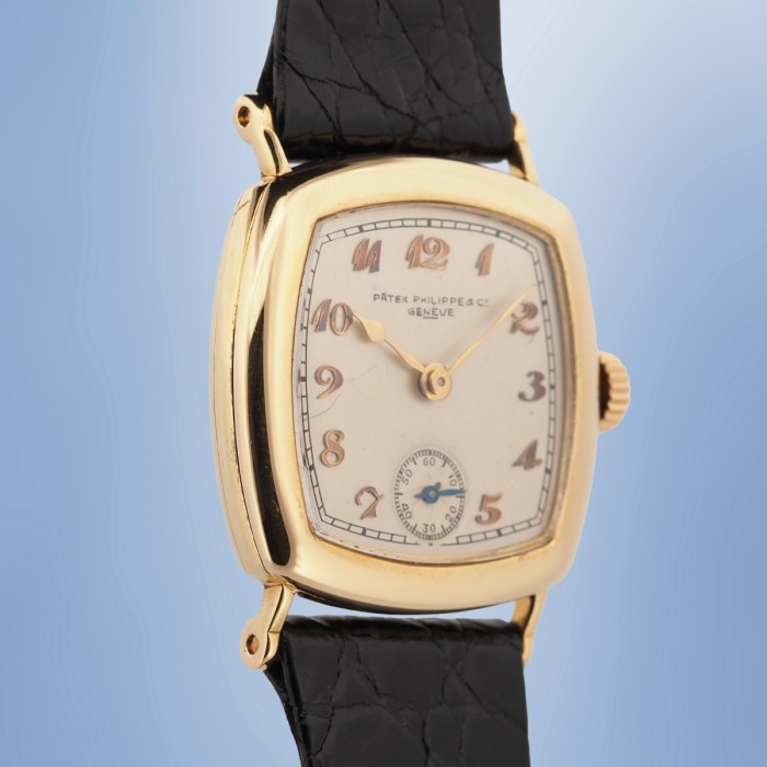 Patek Philippe - Cushion-Shape Breguet Numerals 18k Yellow Gold with box and extract from the archives