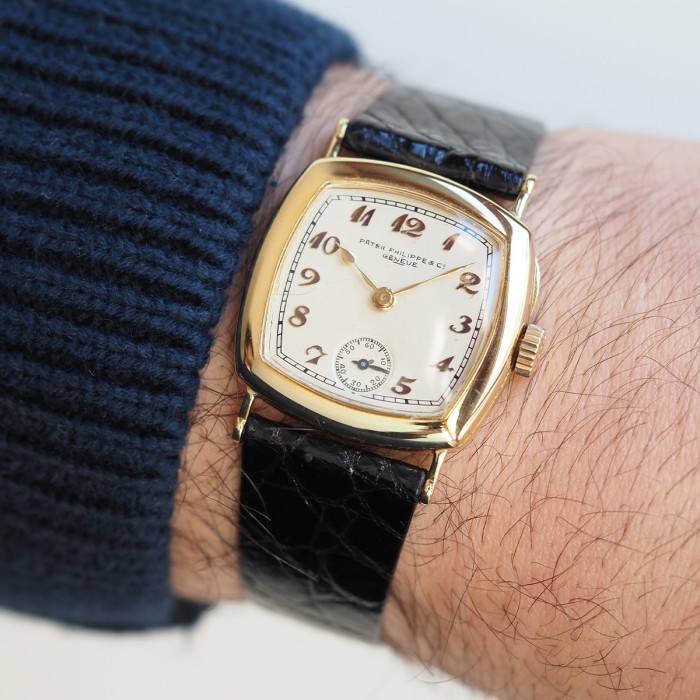 Patek Philippe - Cushion-Shape Breguet Numerals 18k Yellow Gold with box and extract from the archives