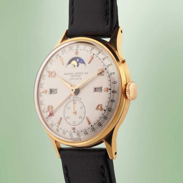 Record Watch Co - Datofix Triple Calendar Moonphase Vintage Circa 1960 Ref. 11449