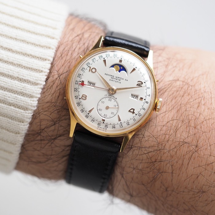 Record Watch Co - Datofix Triple Calendar Moonphase Vintage Circa 1960 Ref. 11449