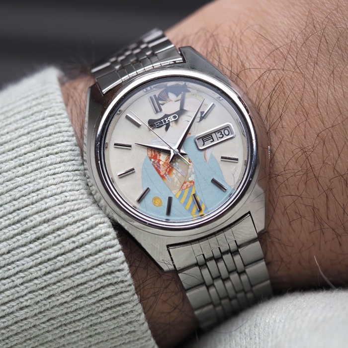 Seiko - 5 Actus Japanese Print Shoen Uemura Shunpo Circa 1972 Ref. 7019-7060