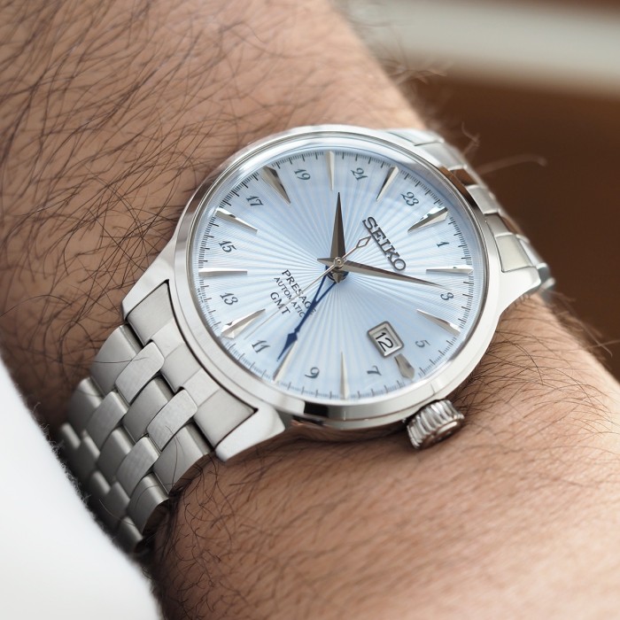 Seiko - Presage Cocktail Time GMT Ice Blue Automatic Full Set Circa 2026 Ref. SARY241