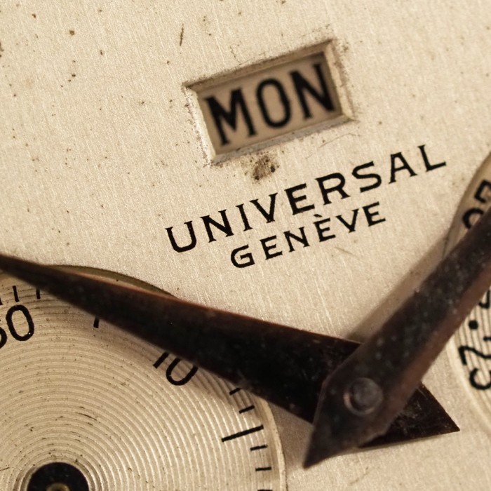 Universal Genève - Double Signed J.W. Benson London Triple Calendar Vintage Chromed 38mm Circa 1950 Ref. 31305