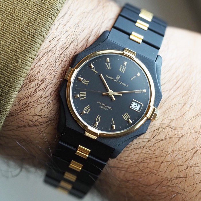 Universal Genève - NOS Polerouter Black PVD 31mm Quartz Circa 1990